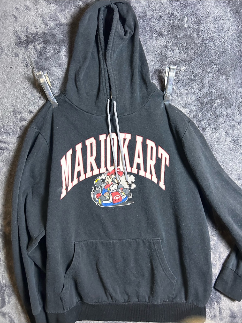 Mario Kart Black Graphic Hoodie with Front Pocket